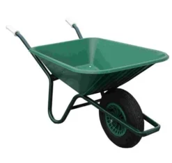 (01) Kruiwagen Kunststof Bak Gelakt Onderstel 90ltr